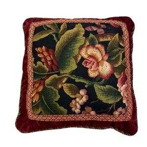 Raymond Waites Gorgeous Floral Chenille Velvet Pillow 15 by 15”